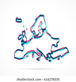 Europe Map hand drawn with blue and pink highlighters, isolated on a blank background.
Vector illustration, easy to edit, manipulate, resize or colorize.
