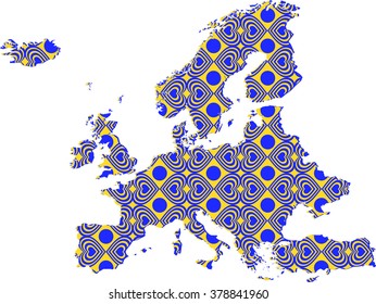 Europe map with Heart