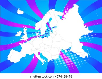 Europe Map with High Detail and Captivating Background - Vectors