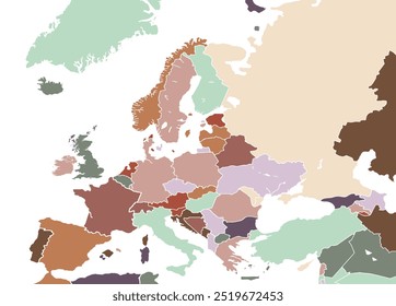 Mapa de Europa Alto Detallado sobre fondo blanco. Ilustración vectorial de diseño Abstractas.