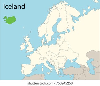 europe map, iceland 