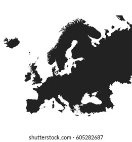 Europe map icon. Flat vector illustration. Europe sign symbol with on white background.