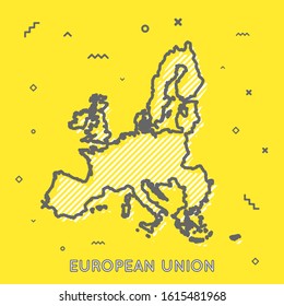 Europe Map Icon Isolated EU European Union Map Germany France Poland Spain Italy Great Britain Finland Belgium Croatia Slovakia Slovenia Denmark Latvia Czech Republic Minimal Style Vector Illustration