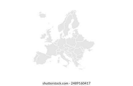 Europe map illustration,isolated on white background.for website layouts, background, education, precise, customizable, Travel worldwide, map silhouette backdrop, earth geography, political, reports.