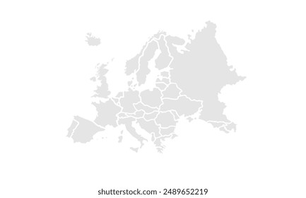 Europe map illustration,isolated on white background for website layouts,background,education, precise,customizable,Travel worldwide,map silhouette backdrop,earth geography, political,reports.