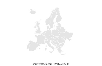 Europe map illustration,isolated on white background for website layouts,background,education, precise,customizable,Travel worldwide,map silhouette backdrop,earth geography, political,reports.