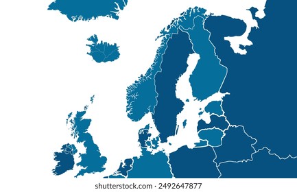 Europe map with individual colors,isolated on white background for website layouts,background,education, precise,customizable,Travel worldwide,map silhouette backdrop,earth geography, political,report