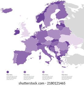 Europe Map Infographic, Heat Map, Vector Map, Countries Heat Map,  