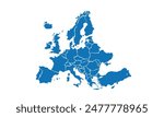 Europe map isolated modern colorful style. for website layouts, background, education, precise, customizable, Travel worldwide, map silhouette backdrop, earth geography, political, reports.