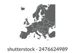 Europe map isolated on white background. for website layouts, background, education, precise, customizable, Travel worldwide, map silhouette backdrop, earth geography, political, reports.