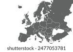 Europe map isolated on white background. for website layouts, background, education, precise, customizable, Travel worldwide, map silhouette backdrop, earth geography, political, reports.