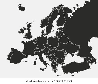 Europe map isolated on a white background. Europe background. Map of Europe. Vector illustration
