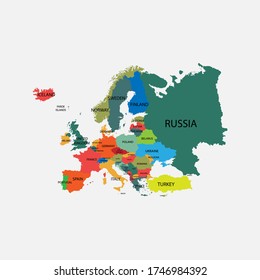 Europe map isolated on white background. Vector illustration. Eps 10.