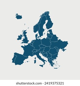 Europe map isolated on white background. High detailed. Vector illustration