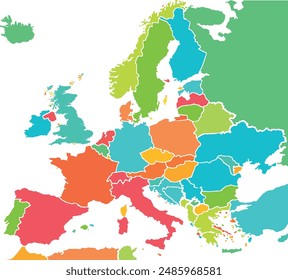 Europe map isolated on white background.modern colorful style. for website layouts, background, education, precise, customizable, Travel worldwide, map silhouette backdrop, earth geography, political.