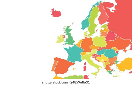 Europe map isolated on white background.modern colorful style. for website layouts, background, education, precise, customizable, Travel worldwide, map silhouette backdrop, earth geography, political.