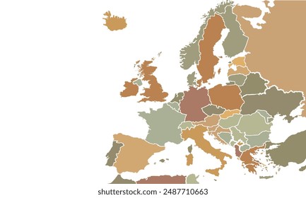 Europe map isolated on white background.vintage color style. for website layouts, background, education, precise, customizable, Travel worldwide, map silhouette backdrop, earth geography, political.