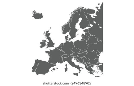 Europe map isolated on white background. for website layouts, background, education, precise, customizable, Travel worldwide, map silhouette backdrop, earth geography, political, reports.