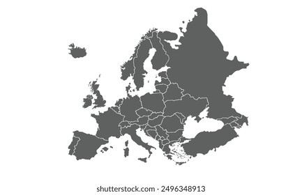 Europe map isolated on white background. for website layouts, background, education, precise, customizable, Travel worldwide, map silhouette backdrop, earth geography, political, reports.
