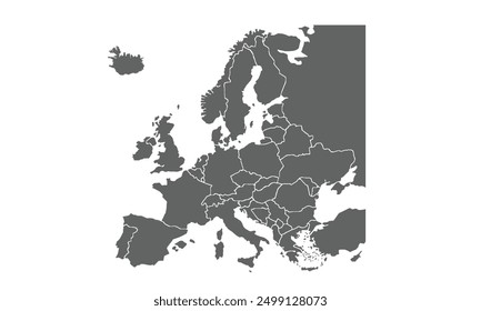 Mapa de Europa aislado sobre fondo blanco. para diseños de Sitio web, fondo, educación, preciso, personalizable, Viajar por todo el mundo, fondo de silueta de mapa, geografía terrestre, política, informes.