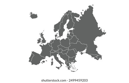 Europe map isolated on white background. for website layouts, background,education,precise, customizable,Travel worldwide, map silhouette backdrop, earth geography, political,reports.