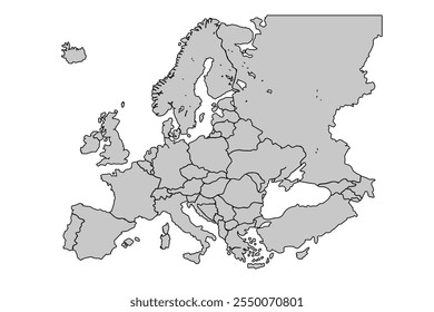 Europe map isolated on white background.for website layouts, background,geography, political, reports."This content was created using vector drawing tools and software, not generated by AI"