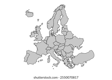 Europe map isolated on white background.for website layouts, background,geography, political, reports."This content was created using vector drawing tools and software, not generated by AI"