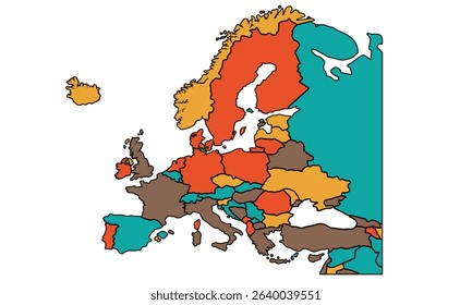 Europe map isolated on white background. for website layouts, background, education, precise, customizable, Travel worldwide, earth geography, political, reports.