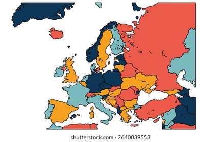 Europe map isolated on white background. for website layouts, background, education, precise, customizable, Travel worldwide, earth geography, political, reports.