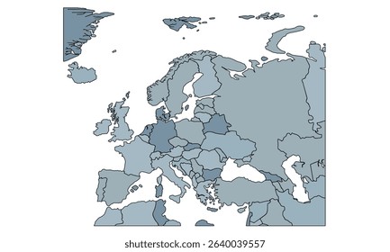 Europe map isolated on white background. for website layouts, background, education, precise, customizable, Travel worldwide, earth geography, political, reports.