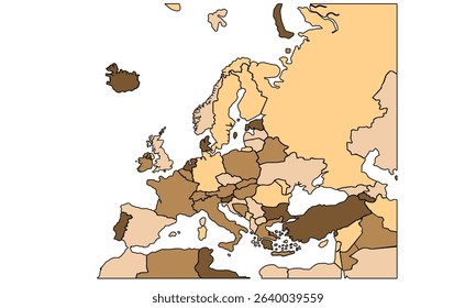 Europe map isolated on white background. for website layouts, background, education, precise, customizable, Travel worldwide, earth geography, political, reports.