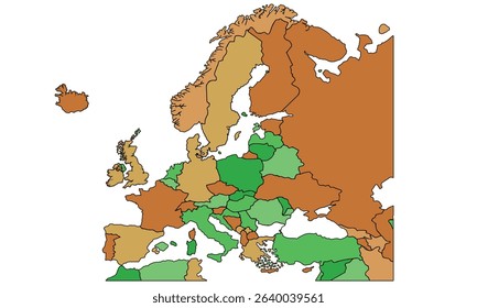 Europe map isolated on white background. for website layouts, background, education, precise, customizable, Travel worldwide, earth geography, political, reports.