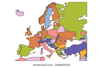 Europe map isolated on white background. for website layouts, background, education, precise, customizable, Travel worldwide, earth geography, political, reports.
