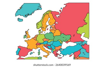 Europe map isolated on white background. for website layouts, background, education, precise, customizable, Travel worldwide, earth geography, political, reports.