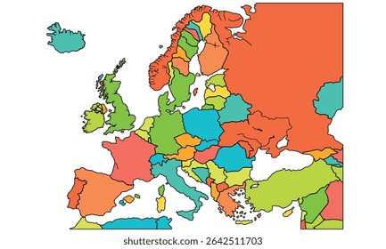 Europe map isolated on white background.