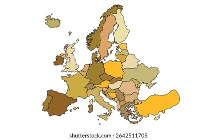Europe map isolated on white background.