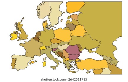 Europe map isolated on white background.