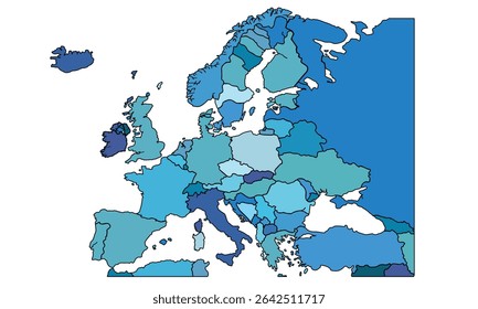 Europe map isolated on white background.