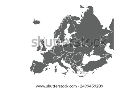 Europe map isolated on white background. for website layouts, background,education,precise, customizable,Travel worldwide, map silhouette backdrop, earth geography, political,reports.