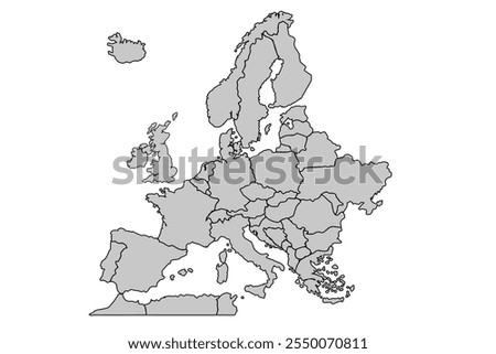 Europe map isolated on white background.for website layouts, background,geography, political, reports."This content was created using vector drawing tools and software, not generated by AI"