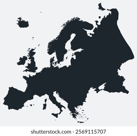 Europe map. Just a simple border map. Shape of the continent. Flat blank Europe outline. Vector boundary illustration.