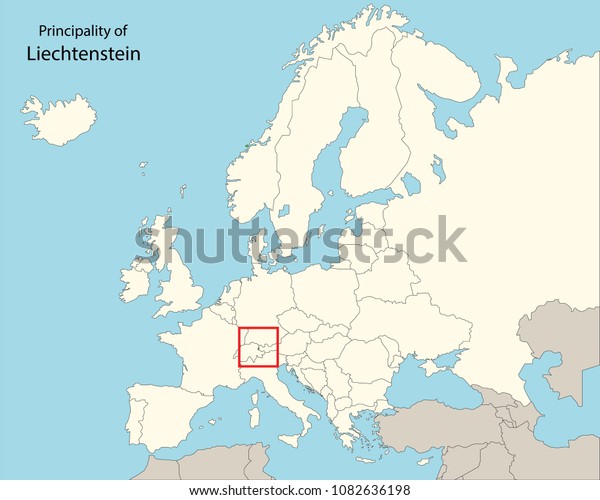 Europe Map Liechtenstein Stock Vector Royalty Free 1082636198