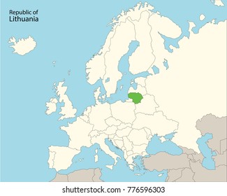 Europe map, lithuania
