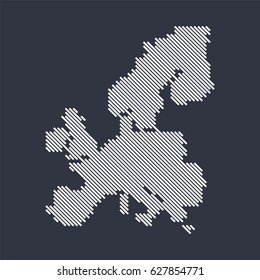 Europe map made from angled white lines