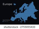 Europe Map Made of Hexagon Dots 