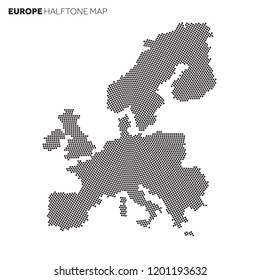 Europe map made from radial halftone pattern