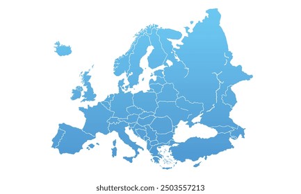 Mapa de Europa con colores modernos para diseños de Sitio web, fondo, educación, preciso, personalizable, Viajar por todo el mundo, fondo de silueta de mapa, geografía terrestre, política, informes.