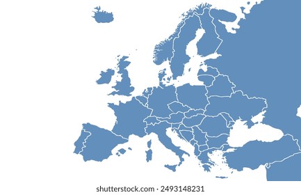 Europe map with modern color,isolated on white background for website layouts,background,education, precise,customizable,Travel worldwide,map silhouette backdrop,earth geography, political.