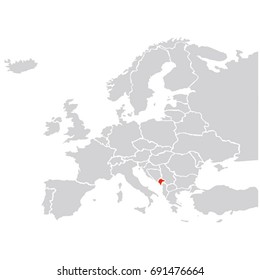 EUROPE MAP WITH MONTENEGRO FLAG VECTOR