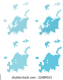 Europe map mosaic set. Isolated on white background.